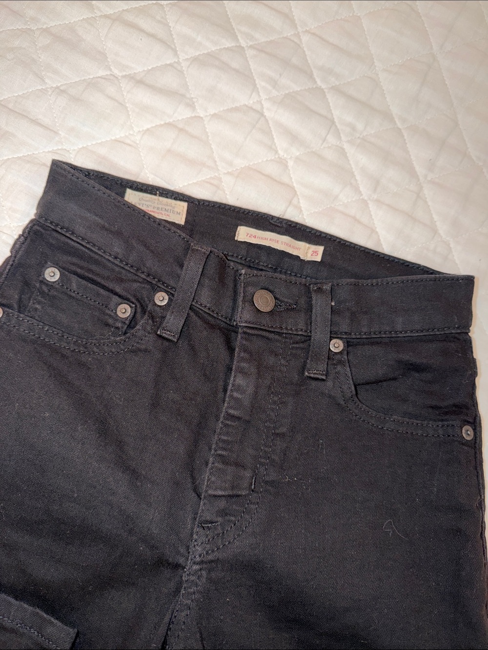 Levi's Black 724 High Rise Straight Jeans